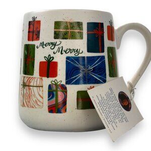 Etta Vee Merry Merry Holiday Ceramic Coffee Tea Latte Mug NWT Fun Gift Teacher